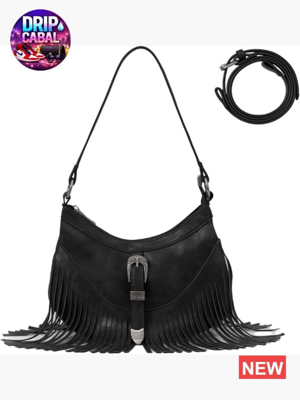 Faux Leather Fringe Crossbody Shoulder Bag Hobo Mini Hippie Purse with Tassel